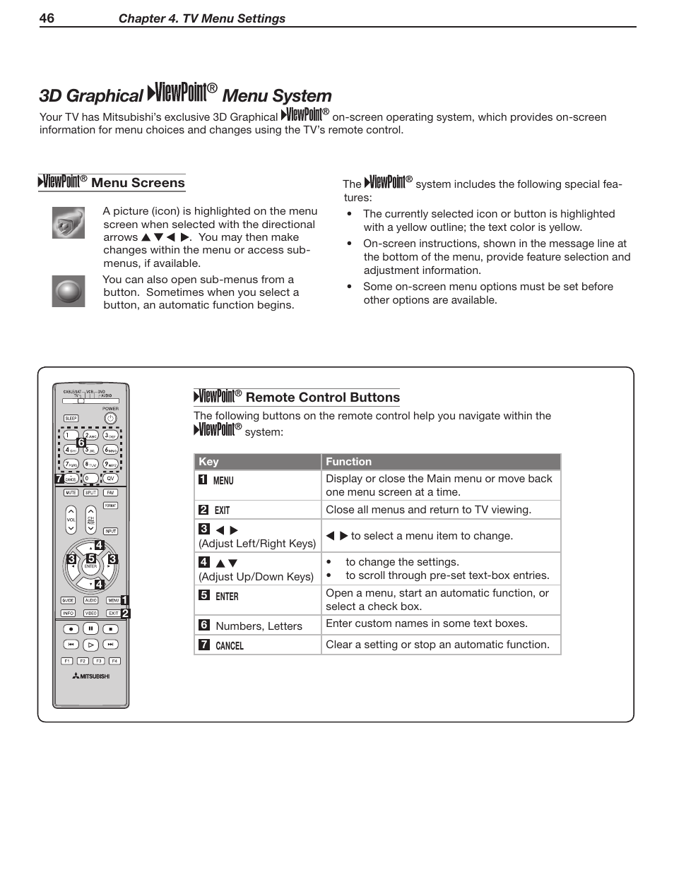 3d graphical menu system | MITSUBISHI ELECTRIC LT-37131 User Manual | Page 46 / 108