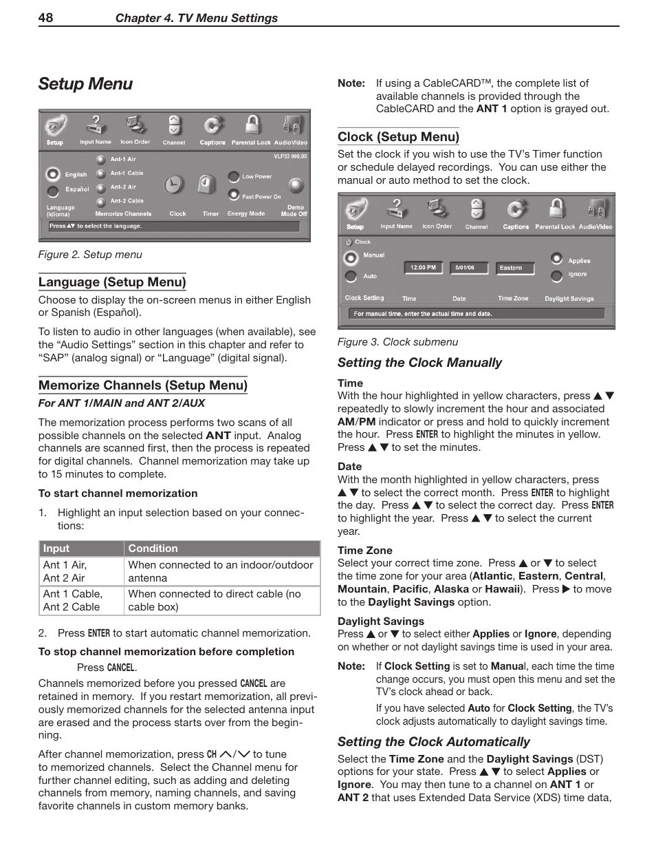 Setup menu | MITSUBISHI ELECTRIC LT-37131 User Manual | Page 48 / 108