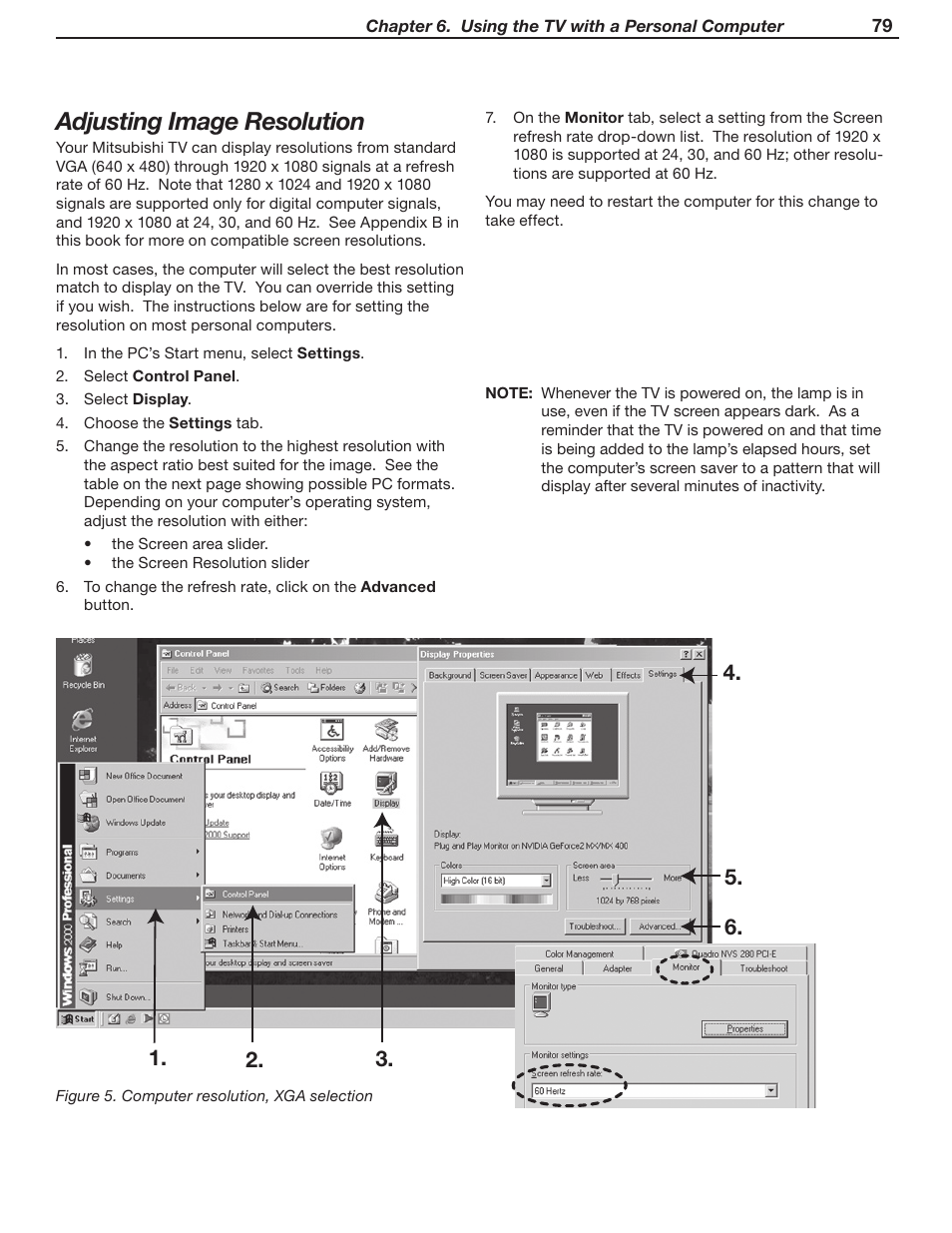 Adjusting image resolution | MITSUBISHI ELECTRIC LT-37131 User Manual | Page 79 / 108