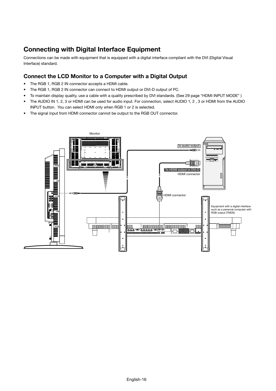 Connecting with digital interface equipment | MITSUBISHI ELECTRIC LDT46IV User Manual | Page 17 / 40