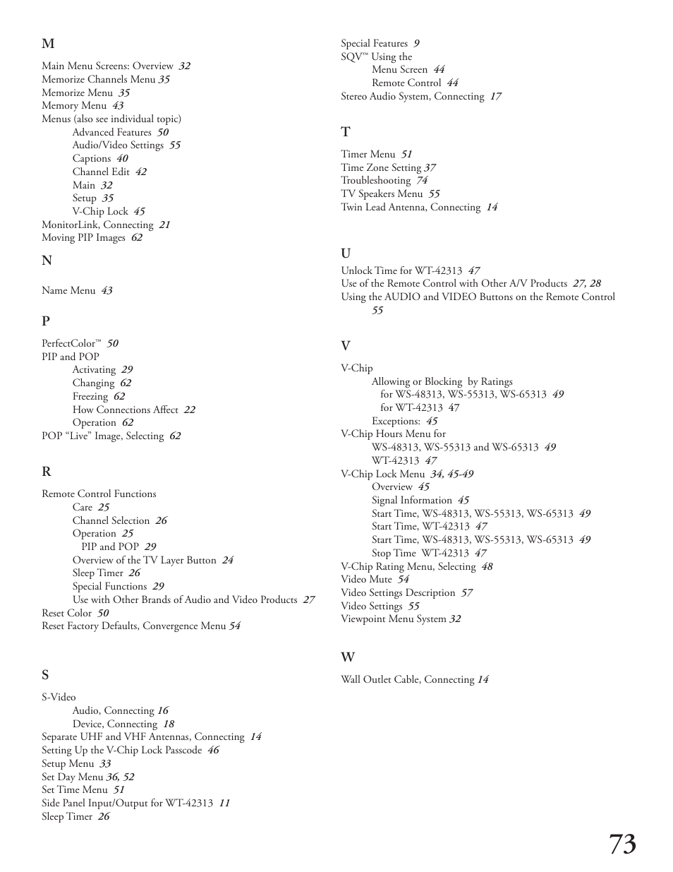 MITSUBISHI ELECTRIC WT - 42313 User Manual | Page 73 / 76