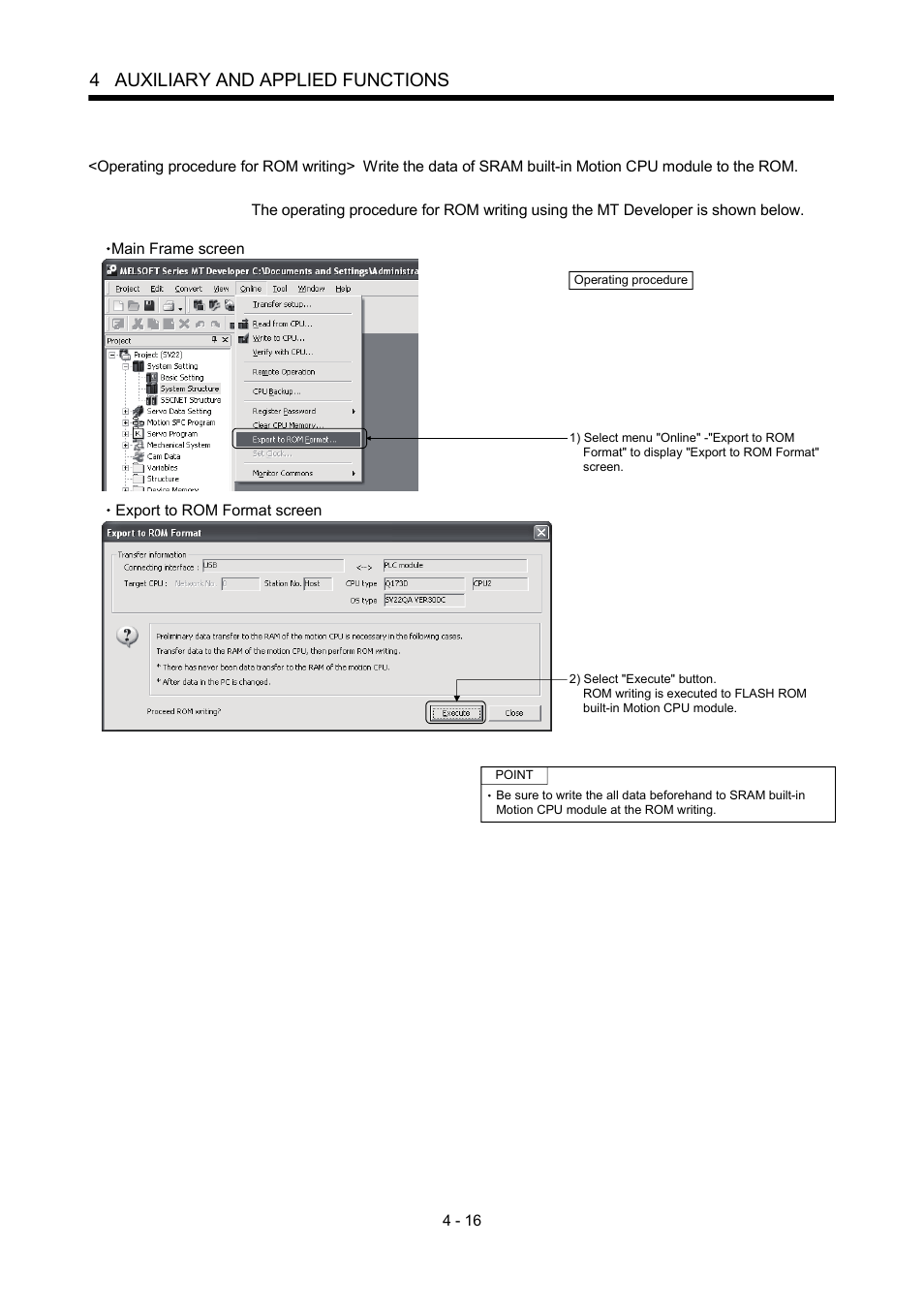 4 auxiliary and applied functions | MITSUBISHI ELECTRIC MOTION CONTROLLERS Q172DCPU User Manual | Page 107 / 174