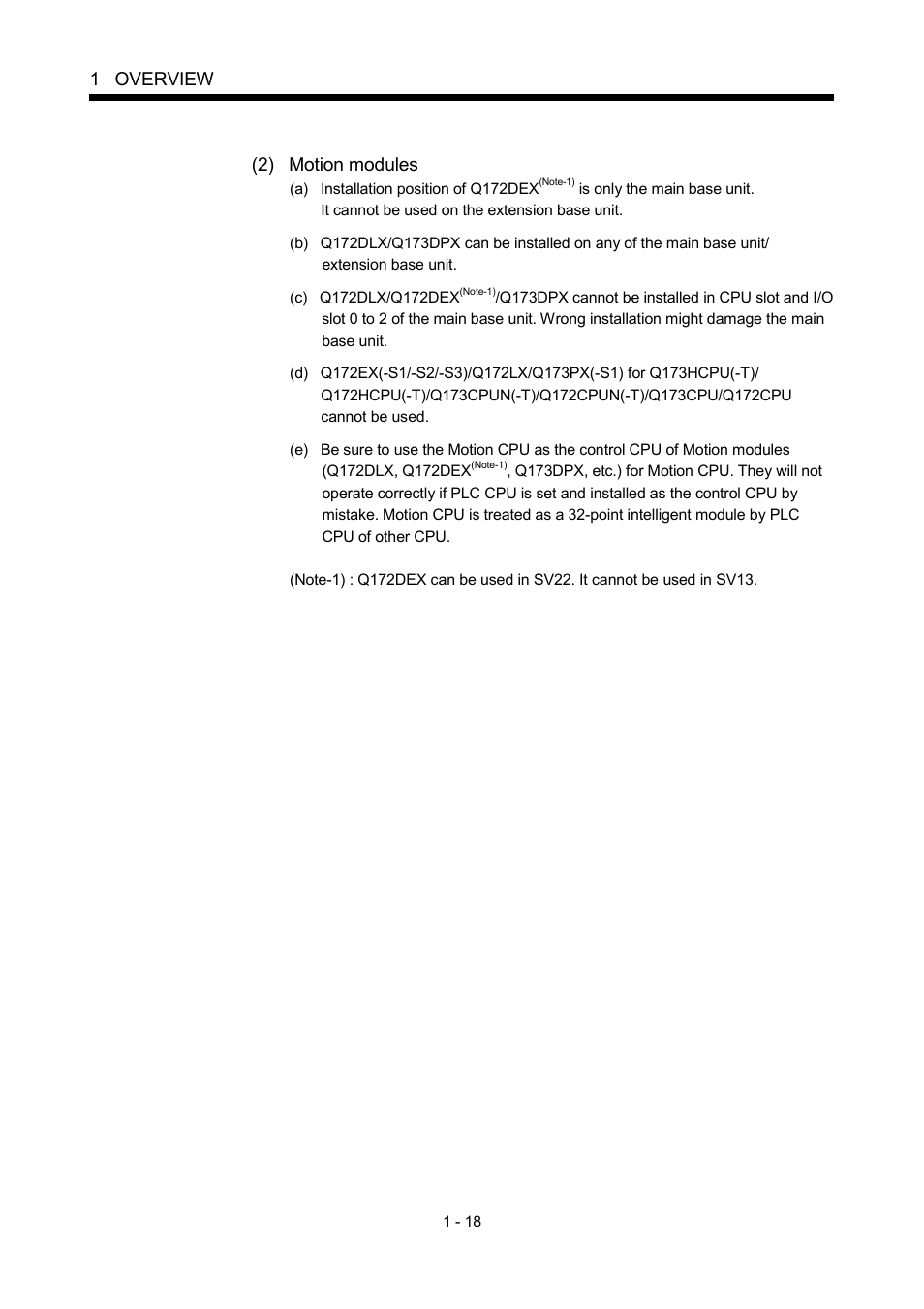 1 overview, 2) motion modules | MITSUBISHI ELECTRIC MOTION CONTROLLERS Q172DCPU User Manual | Page 35 / 174