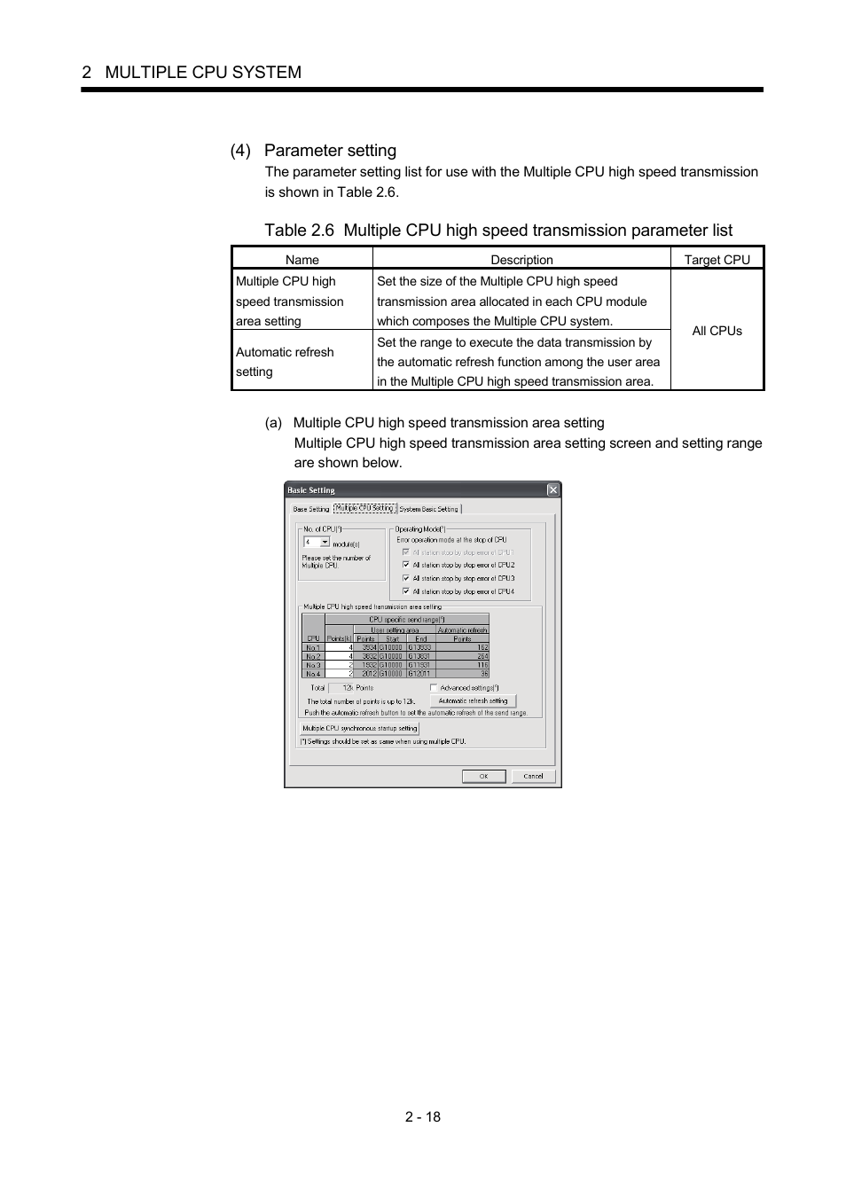 2 multiple cpu system, 4) parameter setting | MITSUBISHI ELECTRIC MOTION CONTROLLERS Q172DCPU User Manual | Page 55 / 174