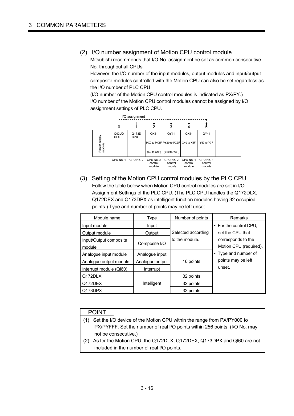 3 common parameters, Point | MITSUBISHI ELECTRIC MOTION CONTROLLERS Q172DCPU User Manual | Page 85 / 174