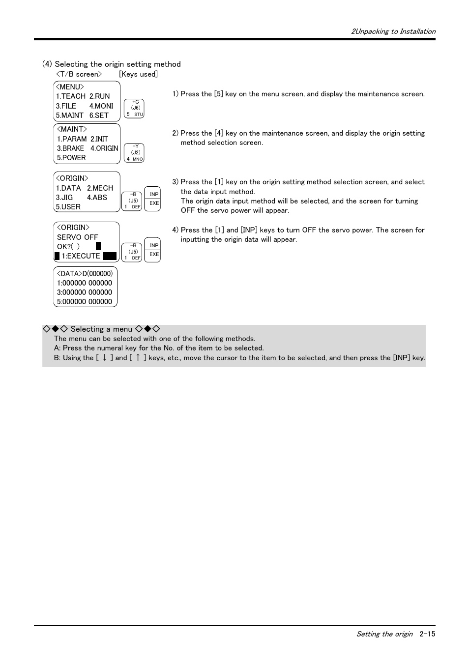 4) selecting the origin setting method, 4) selecting the origin setting method -15 | MITSUBISHI ELECTRIC Mitsubishi Industrial Robot RV-6S User Manual | Page 25 / 78