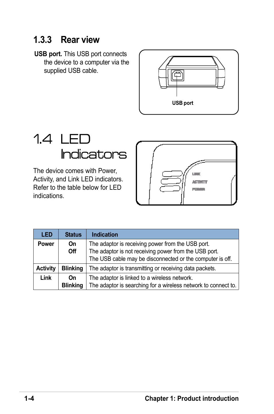 4 led indicators, 3 rear view | MITSUBISHI ELECTRIC A101 User Manual | Page 11 / 46