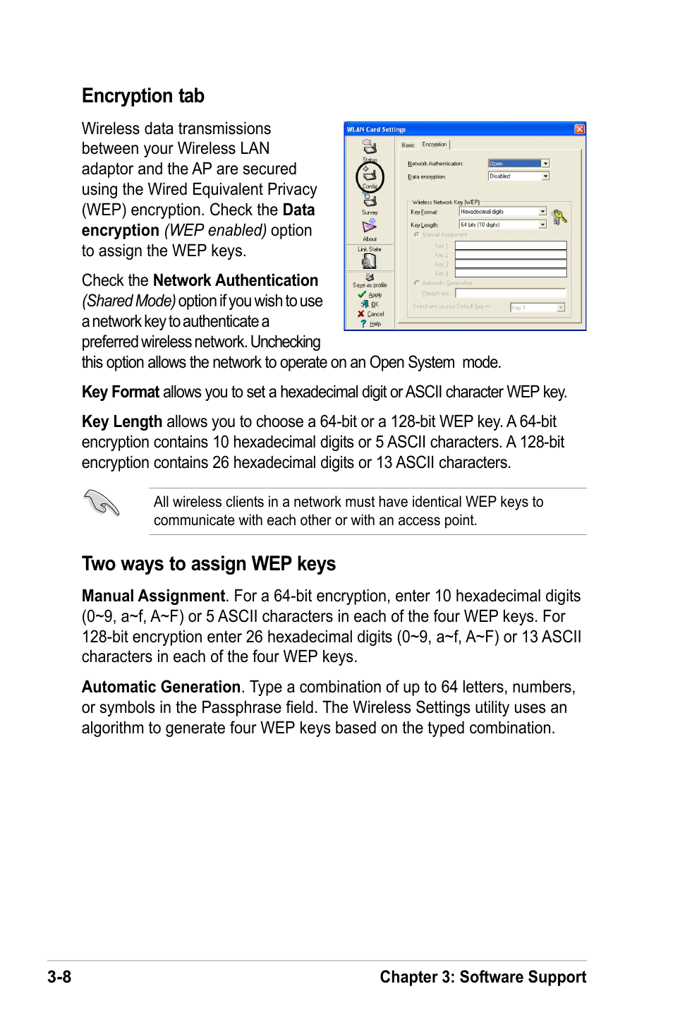 Encryption tab, Two ways to assign wep keys | MITSUBISHI ELECTRIC A101 User Manual | Page 24 / 46