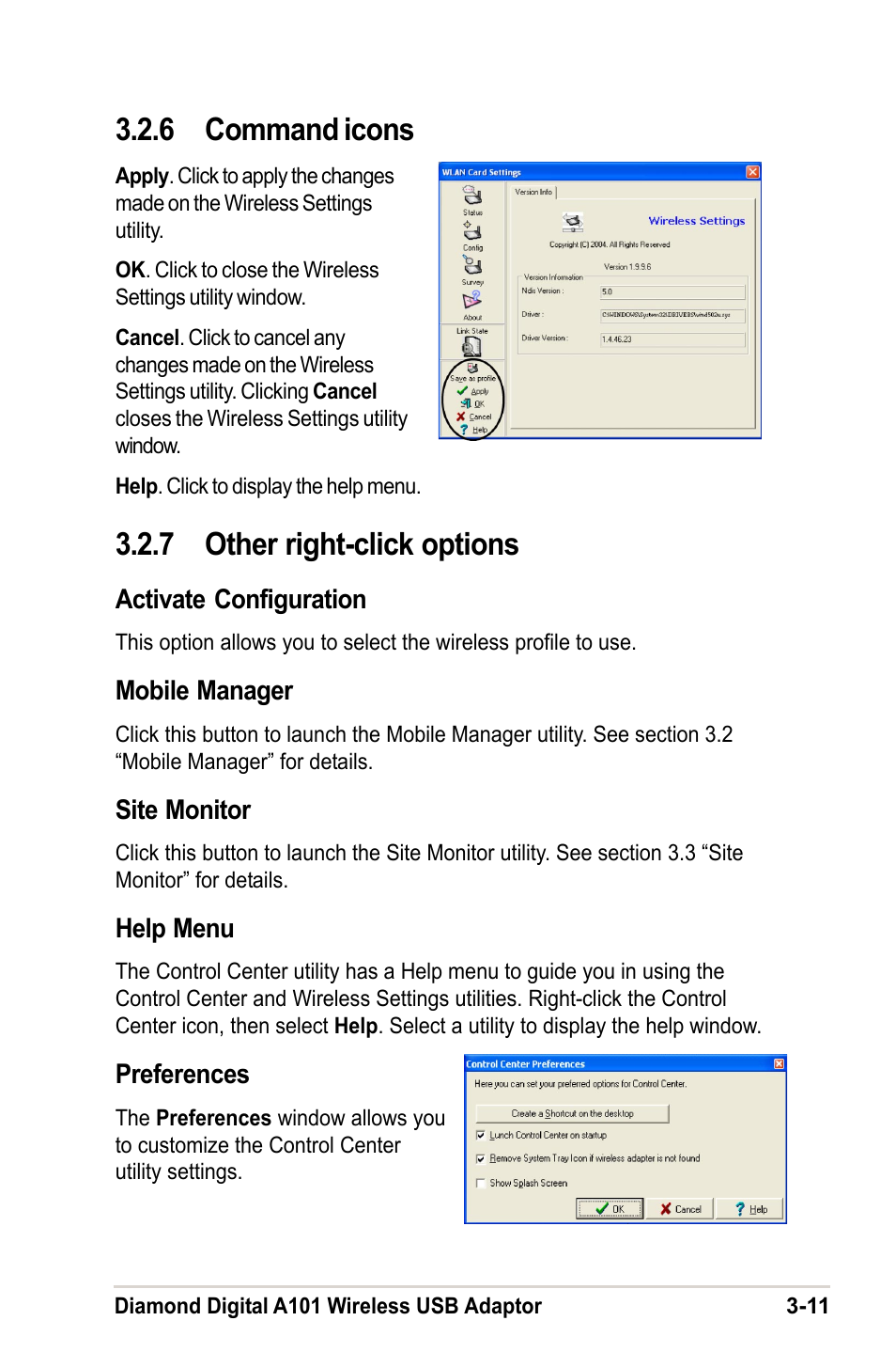 6 command icons, 7 other right-click options | MITSUBISHI ELECTRIC A101 User Manual | Page 27 / 46