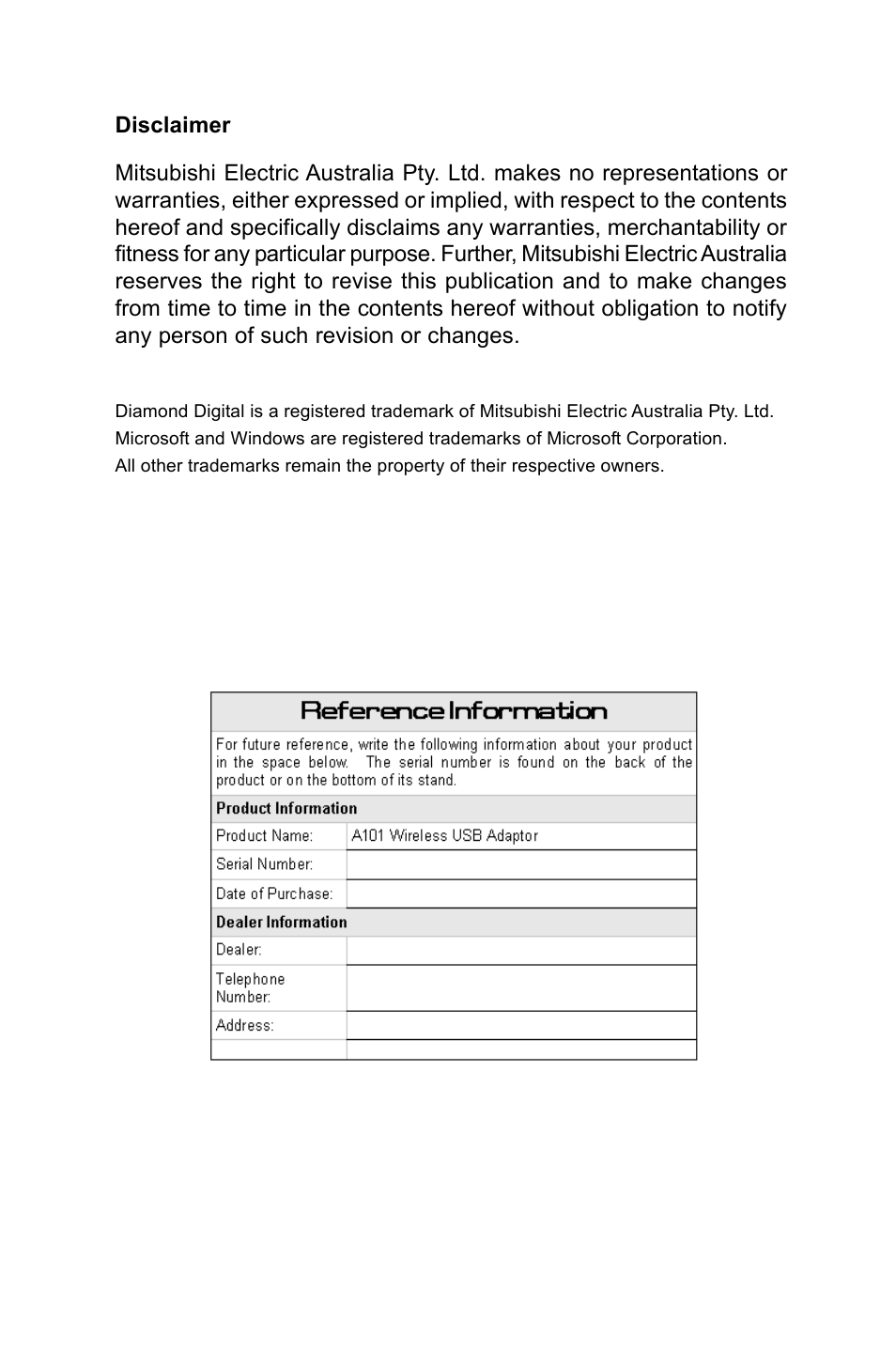 MITSUBISHI ELECTRIC A101 User Manual | Page 3 / 46