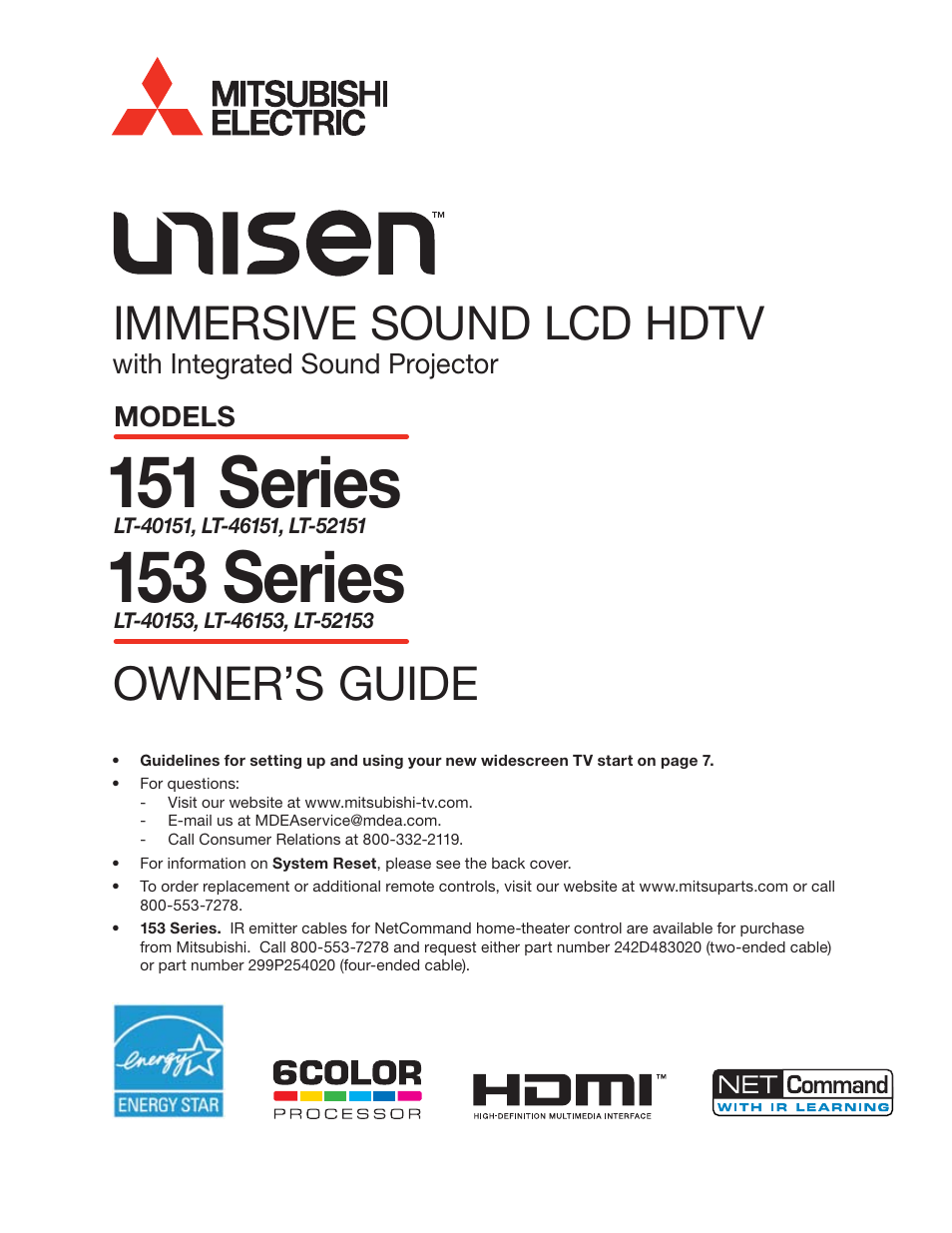 MITSUBISHI ELECTRIC UNISEN LT-46153 User Manual | 94 pages