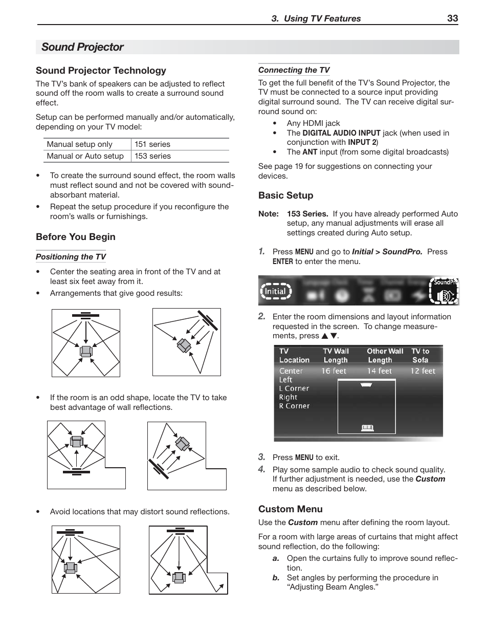 Sound projector | MITSUBISHI ELECTRIC UNISEN LT-46153 User Manual | Page 33 / 94