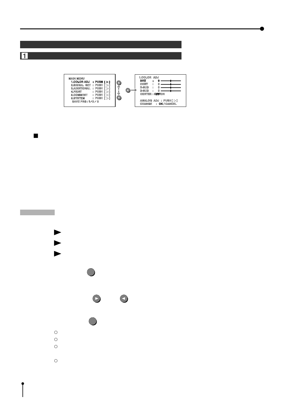 44 7. setting the functions (main menu), Function 1 main menu | MITSUBISHI ELECTRIC CP700E User Manual | Page 45 / 91