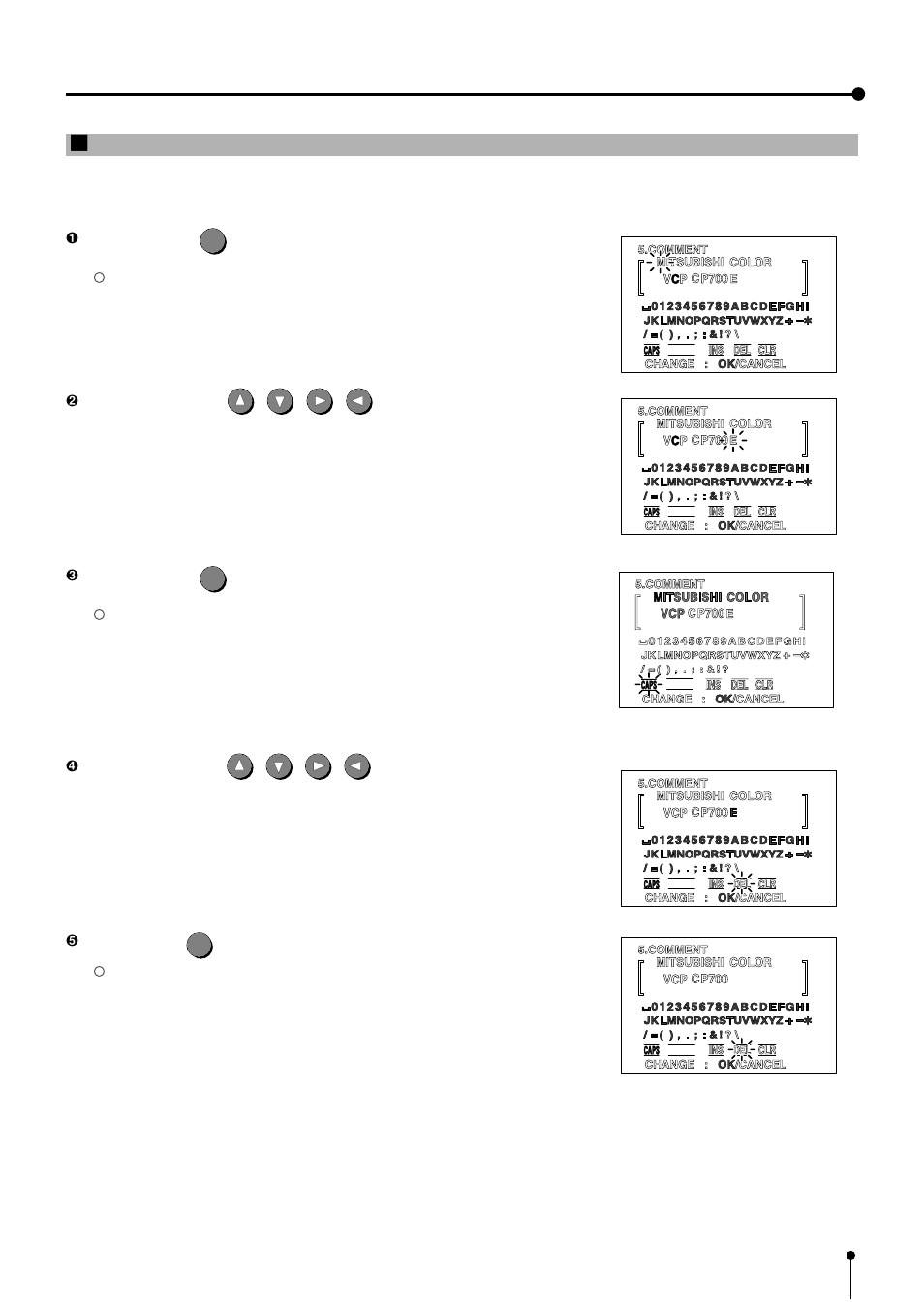 57 7. setting the functions (making a comment) | MITSUBISHI ELECTRIC CP700E User Manual | Page 58 / 91