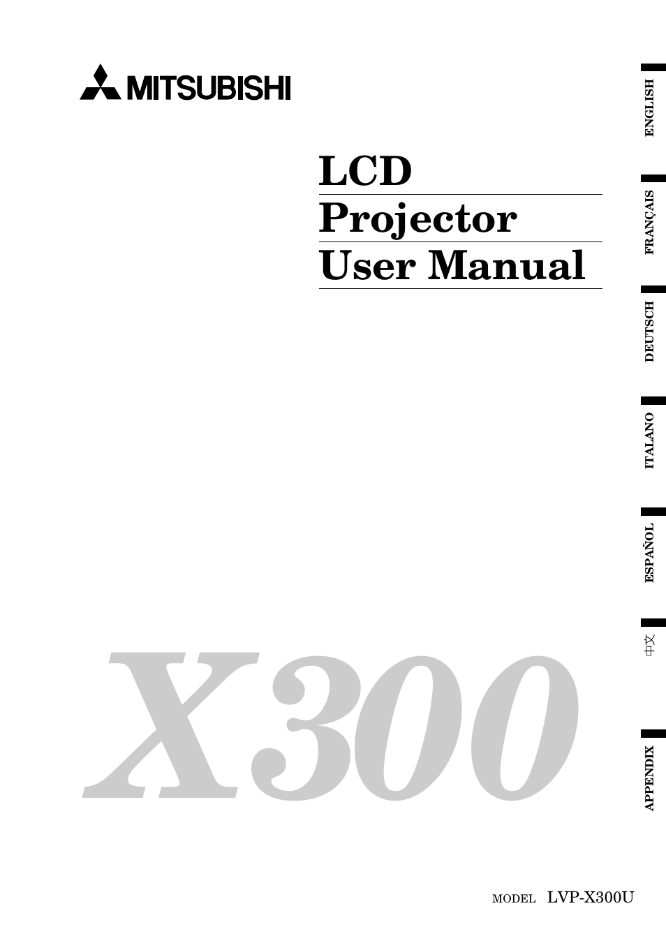 MITSUBISHI ELECTRIC LVP-X300U User Manual | 34 pages