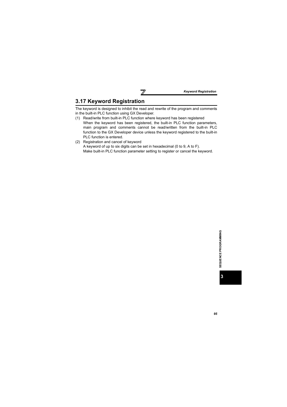 17 keyword registration | MITSUBISHI ELECTRIC 700 Series User Manual | Page 100 / 183