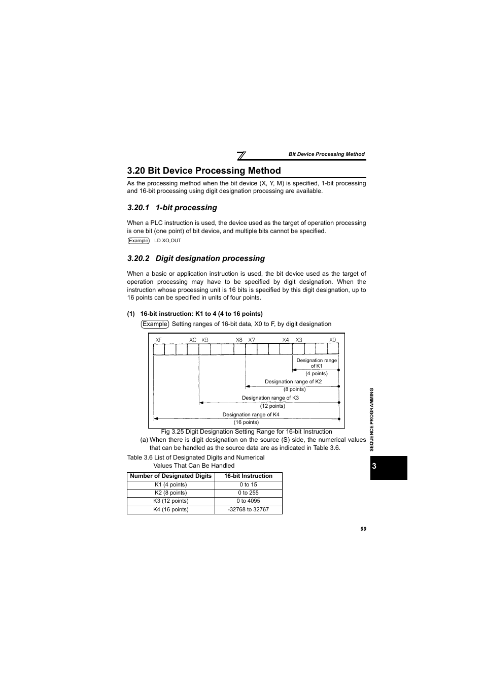 20 bit device processing method, 1 1-bit processing, 2 digit designation processing | MITSUBISHI ELECTRIC 700 Series User Manual | Page 104 / 183