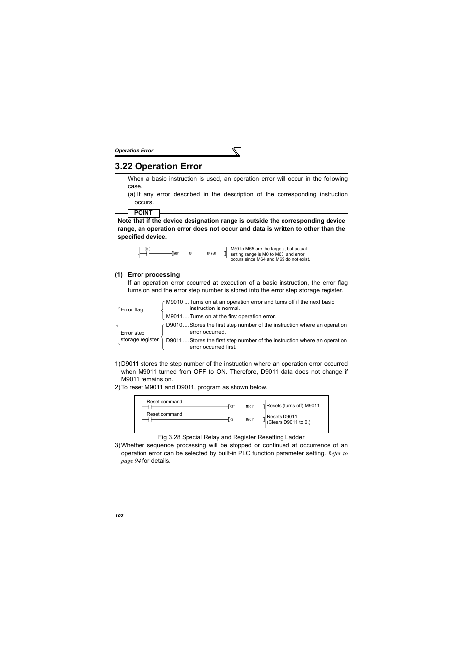 22 operation error | MITSUBISHI ELECTRIC 700 Series User Manual | Page 107 / 183