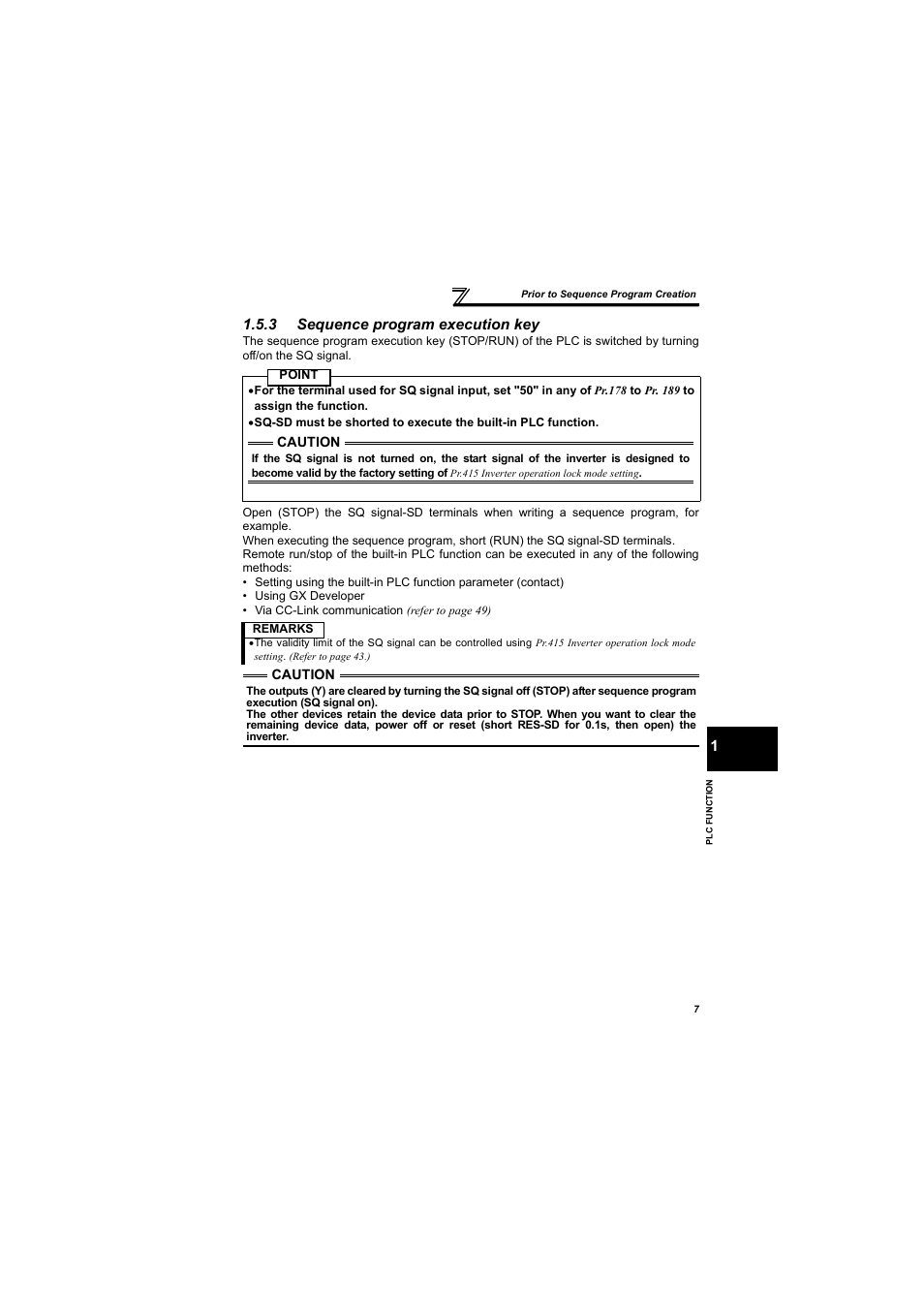3 sequence program execution key, Sequence program execution key | MITSUBISHI ELECTRIC 700 Series User Manual | Page 12 / 183