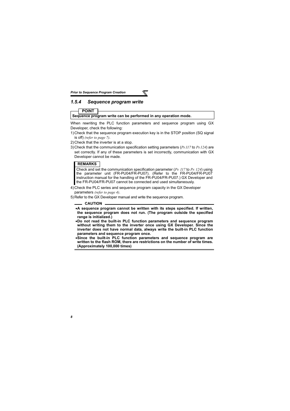 4 sequence program write, Sequence program write | MITSUBISHI ELECTRIC 700 Series User Manual | Page 13 / 183