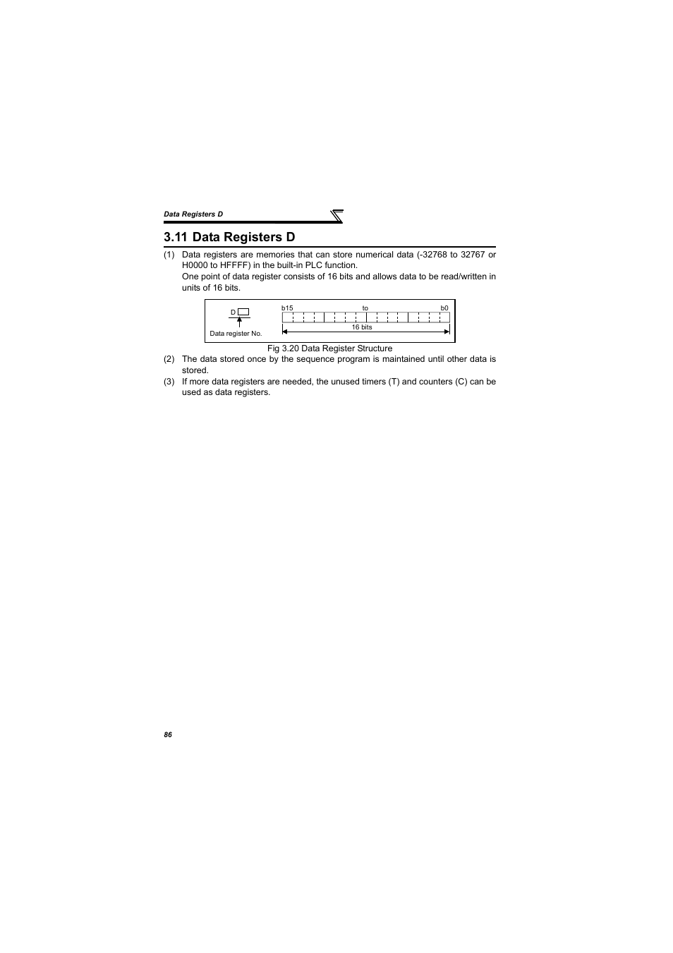 11 data registers d | MITSUBISHI ELECTRIC 700 Series User Manual | Page 91 / 183