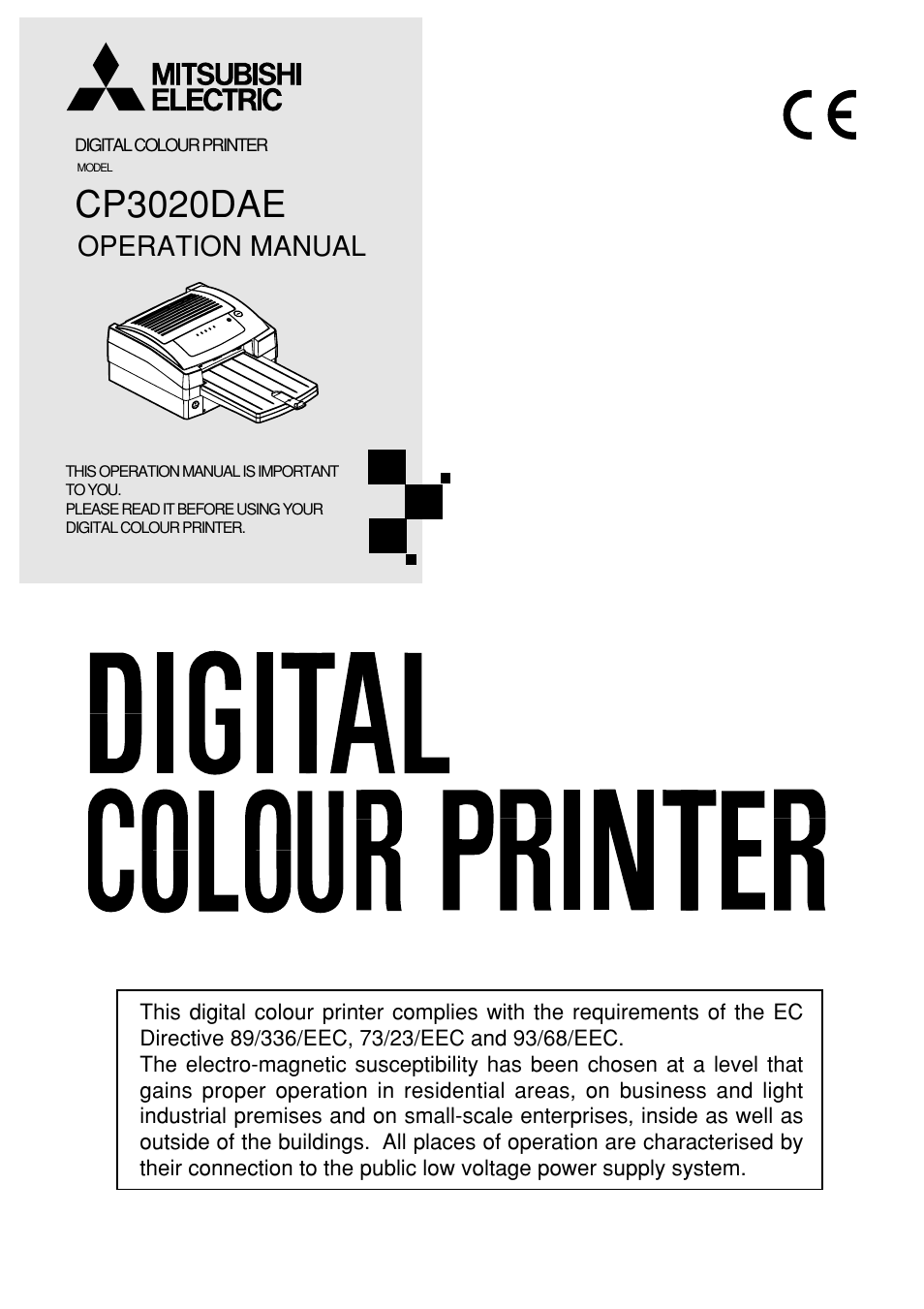 MITSUBISHI ELECTRIC CP3020DAE User Manual | 24 pages