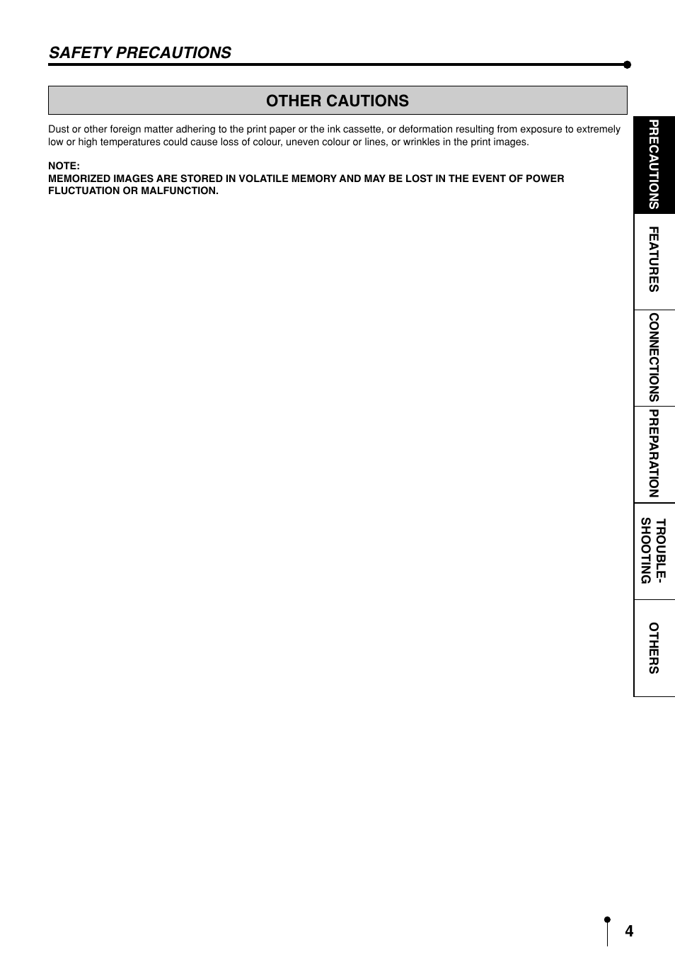 Other cautions, Safety precautions | MITSUBISHI ELECTRIC CP3020DAE User Manual | Page 6 / 24