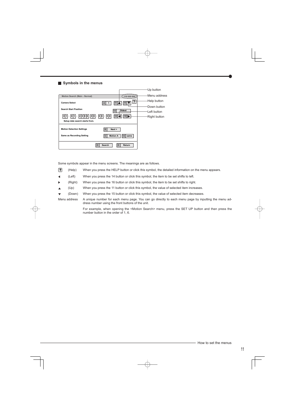 Symbols in the menus | MITSUBISHI ELECTRIC DX-TL4709U User Manual | Page 15 / 44