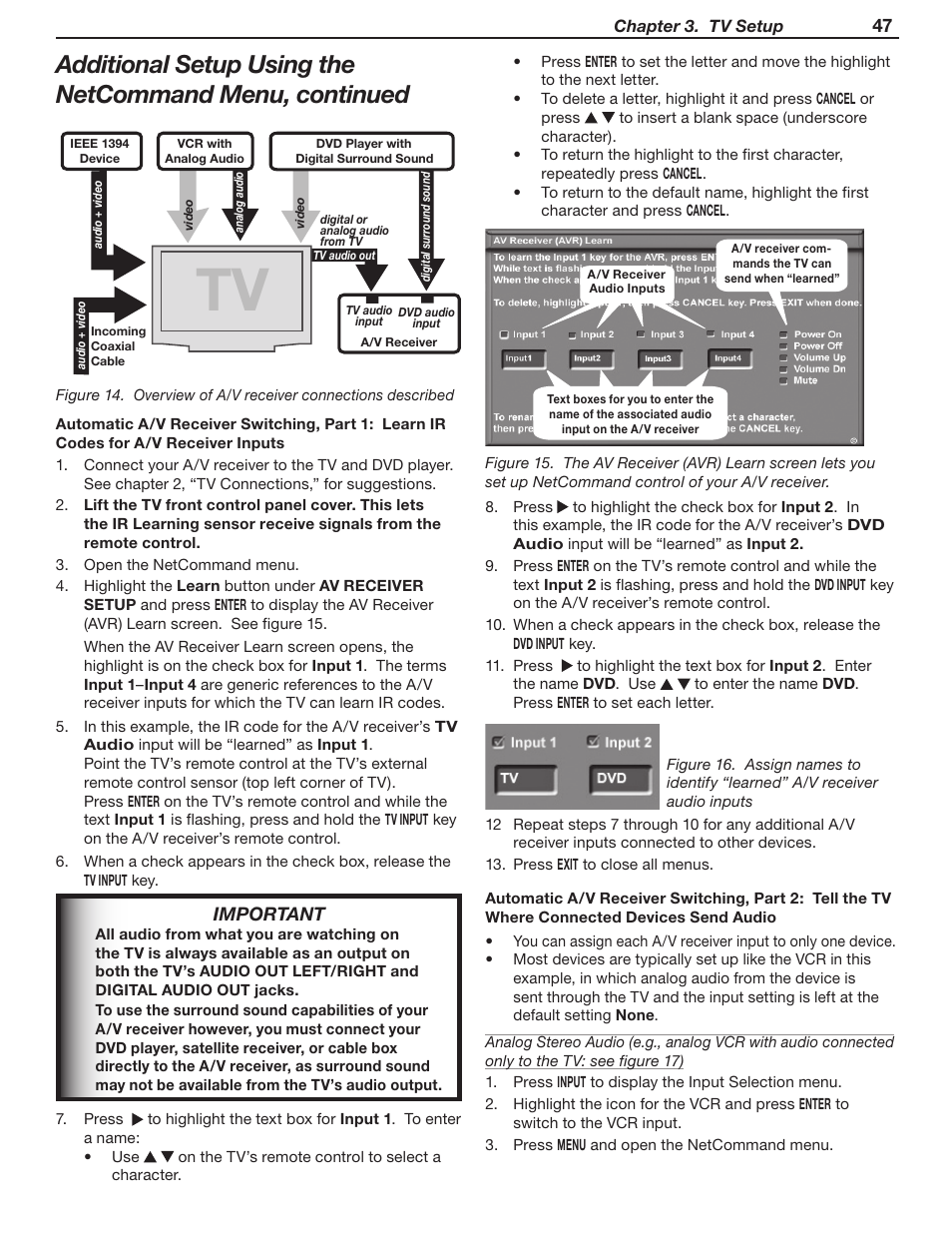 Important | MITSUBISHI ELECTRIC LT-46231 User Manual | Page 47 / 122