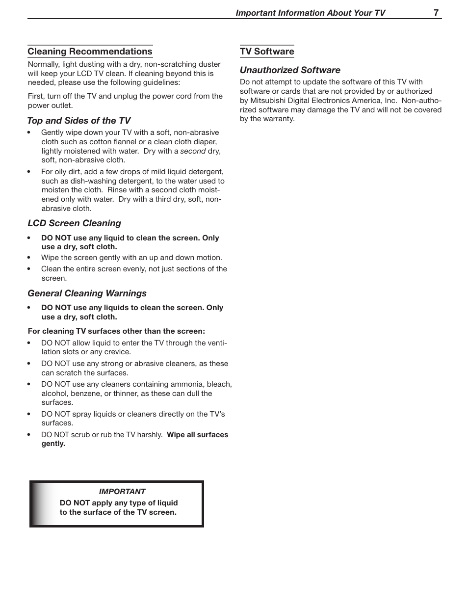 MITSUBISHI ELECTRIC LT-46231 User Manual | Page 7 / 122