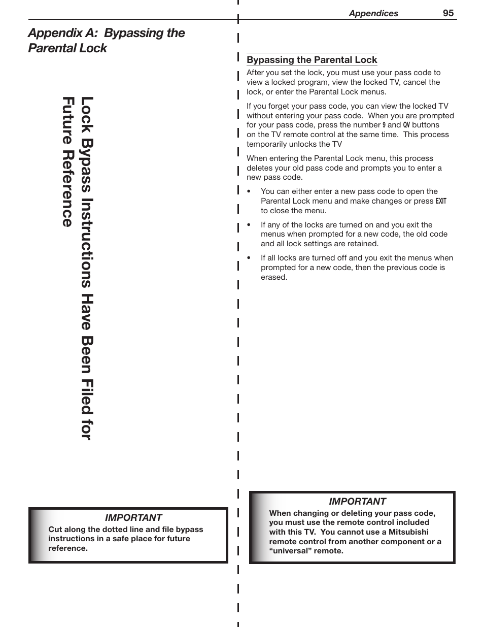 MITSUBISHI ELECTRIC LT-46231 User Manual | Page 95 / 122