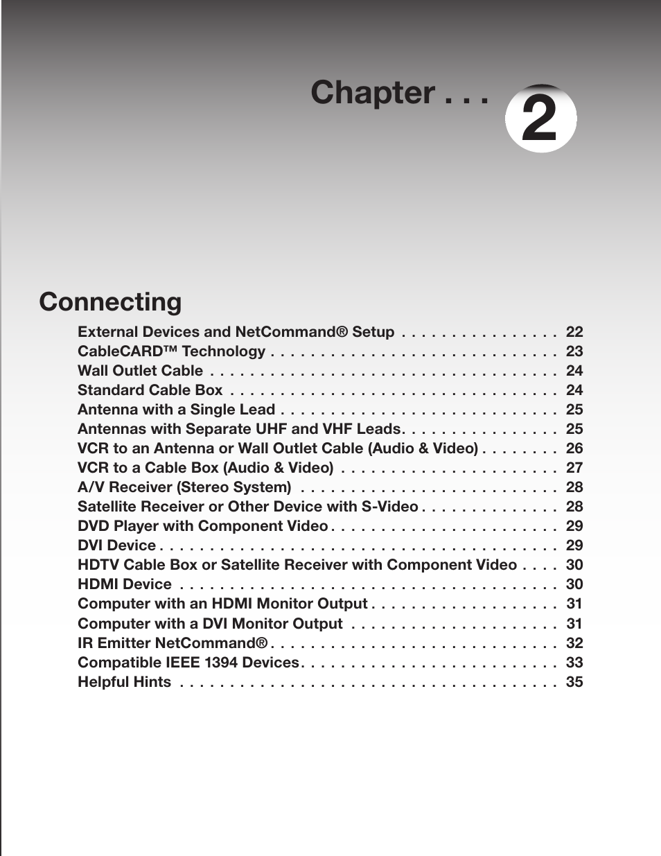 Chapter 2: connecting, Chapter, Connecting | MITSUBISHI ELECTRIC WD-52627 User Manual | Page 21 / 118