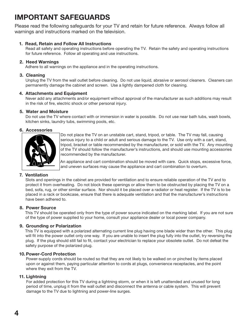 Important safeguards | MITSUBISHI ELECTRIC WD-52627 User Manual | Page 4 / 118