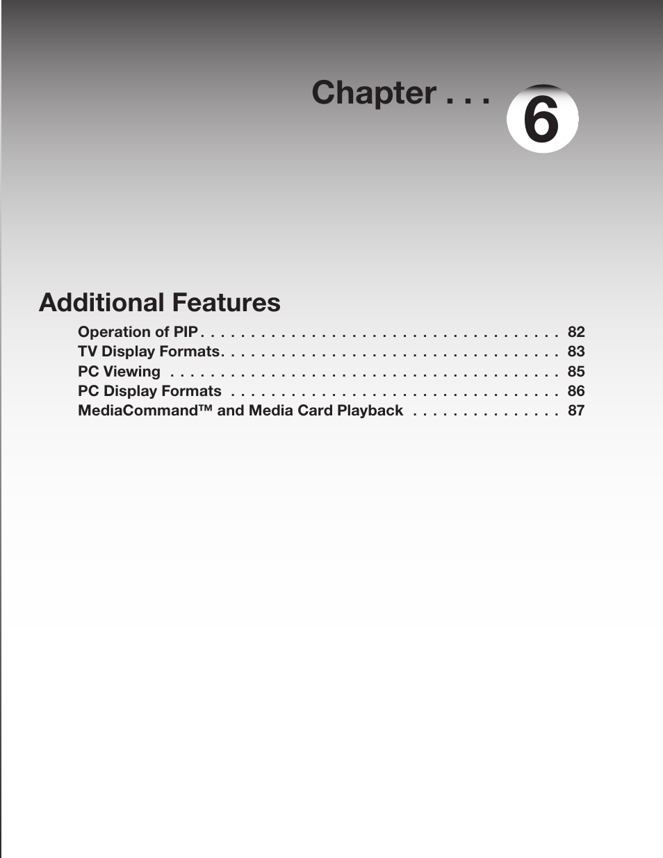 Chapter 6: additional features, Chapter, Additional features | MITSUBISHI ELECTRIC WD-52627 User Manual | Page 81 / 118