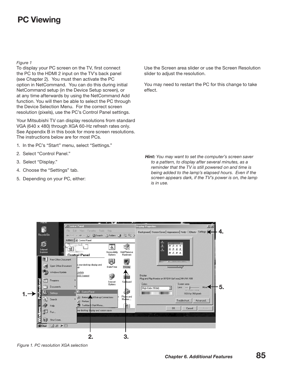 Pc viewing, 85 pc viewing | MITSUBISHI ELECTRIC WD-52627 User Manual | Page 85 / 118