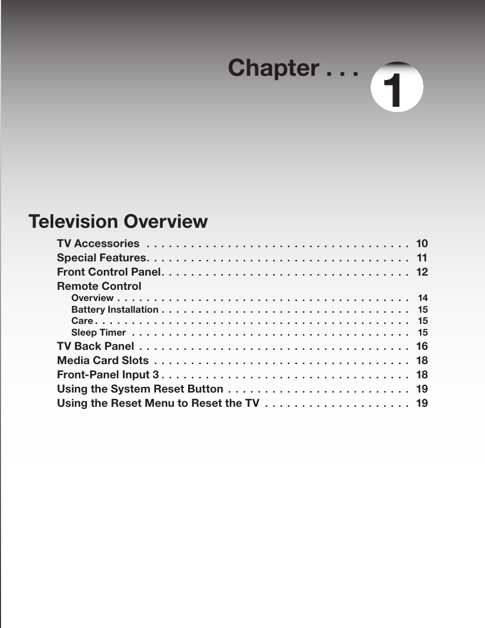 Chapter 1: television overview, Chapter, Television overview | MITSUBISHI ELECTRIC WD-52627 User Manual | Page 9 / 118