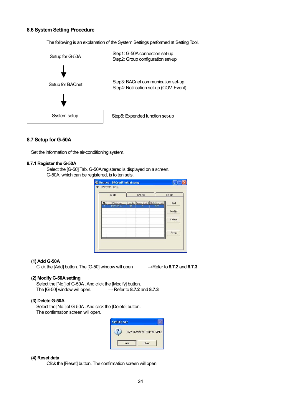 6 system setting procedure, 7 setup for g-50a | MITSUBISHI ELECTRIC PAC-YG31CDA User Manual | Page 27 / 46