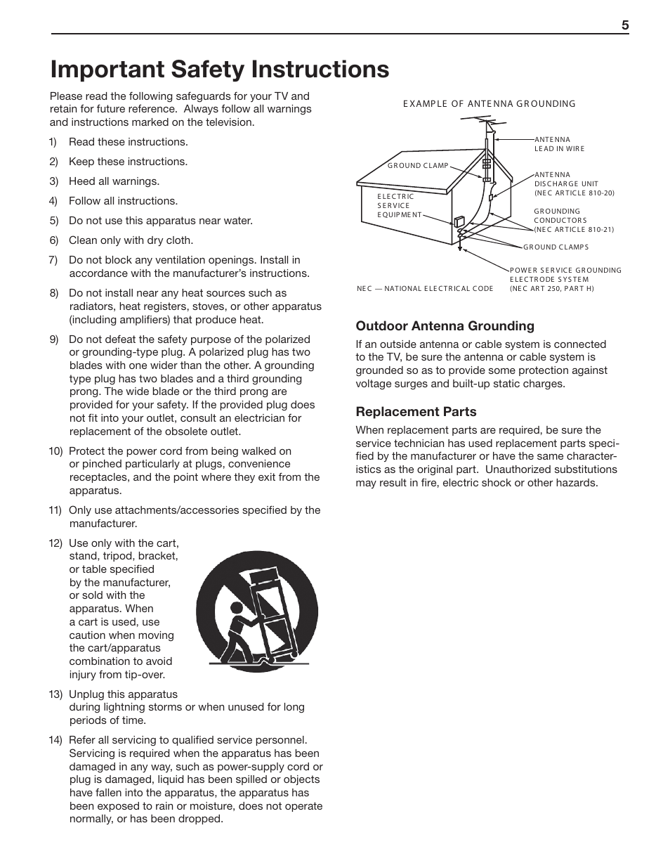 Important safety instructions | MITSUBISHI ELECTRIC 737 User Manual | Page 5 / 88