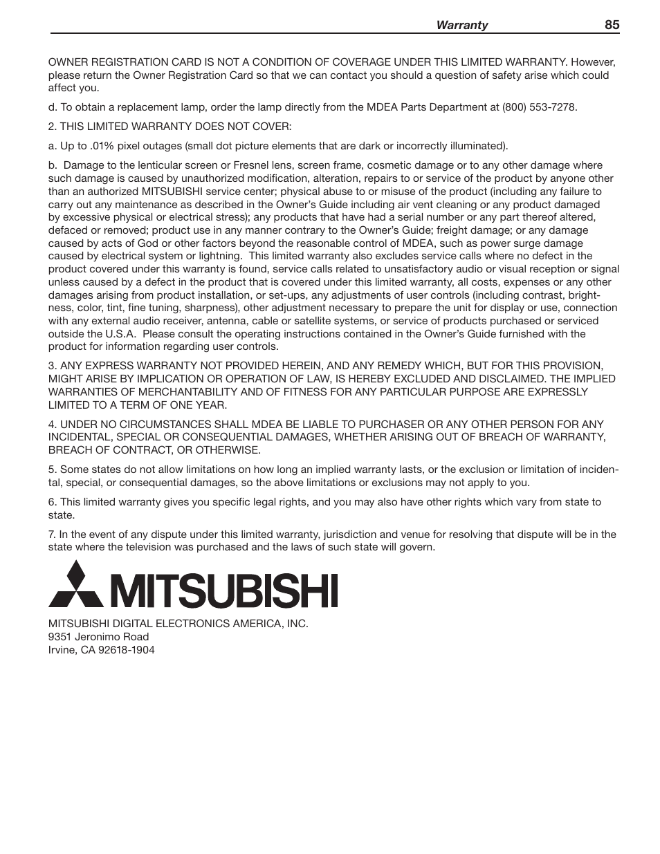 MITSUBISHI ELECTRIC 737 User Manual | Page 85 / 88