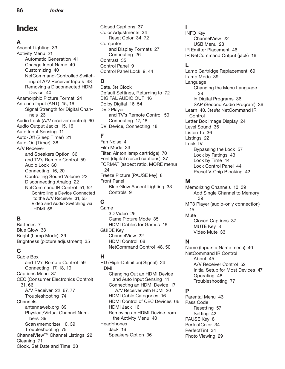 Index | MITSUBISHI ELECTRIC 737 User Manual | Page 86 / 88