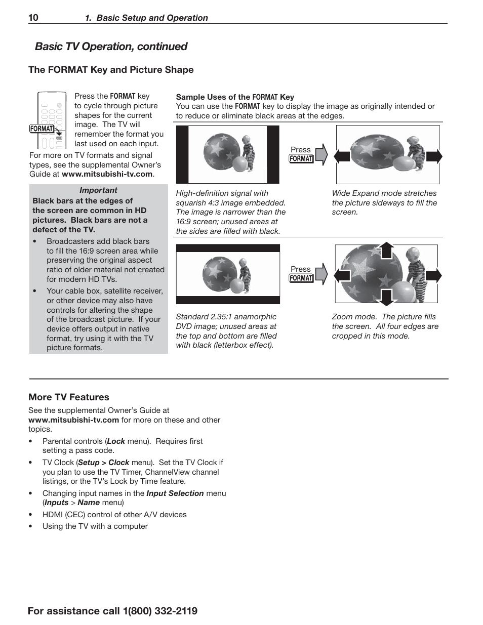 Basic tv operation, continued | MITSUBISHI ELECTRIC WD-73C11 User Manual | Page 10 / 40