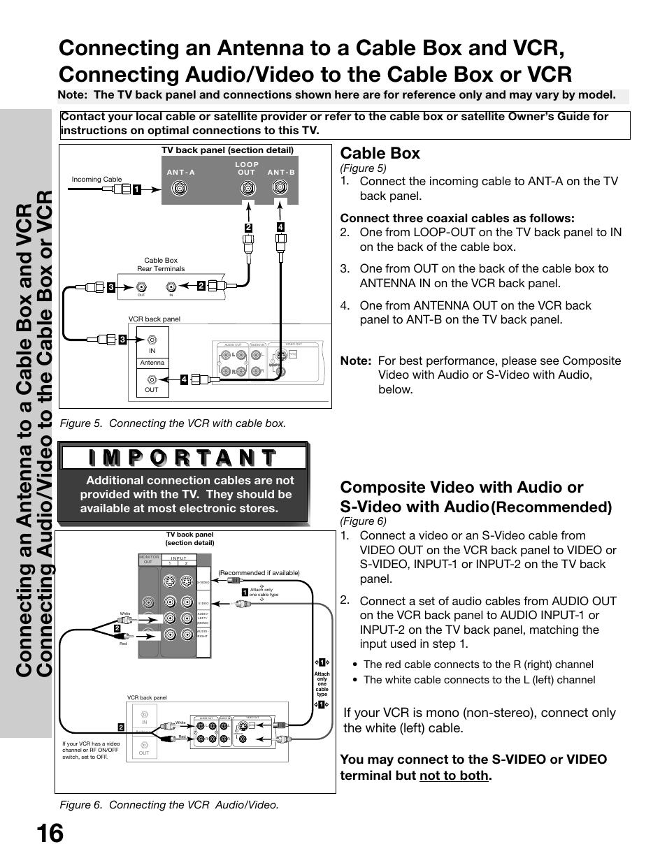 Cable box, Composite video with audio or s-video with audio, Recommended) | MITSUBISHI ELECTRIC WS-65315 User Manual | Page 16 / 76