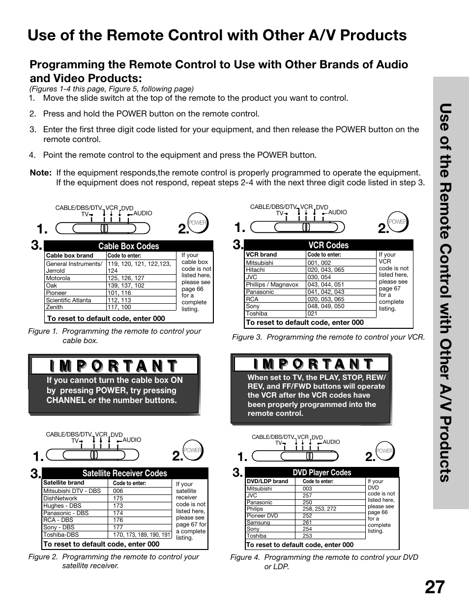 Use of the remote control with other a/v products | MITSUBISHI ELECTRIC WS-65315 User Manual | Page 27 / 76