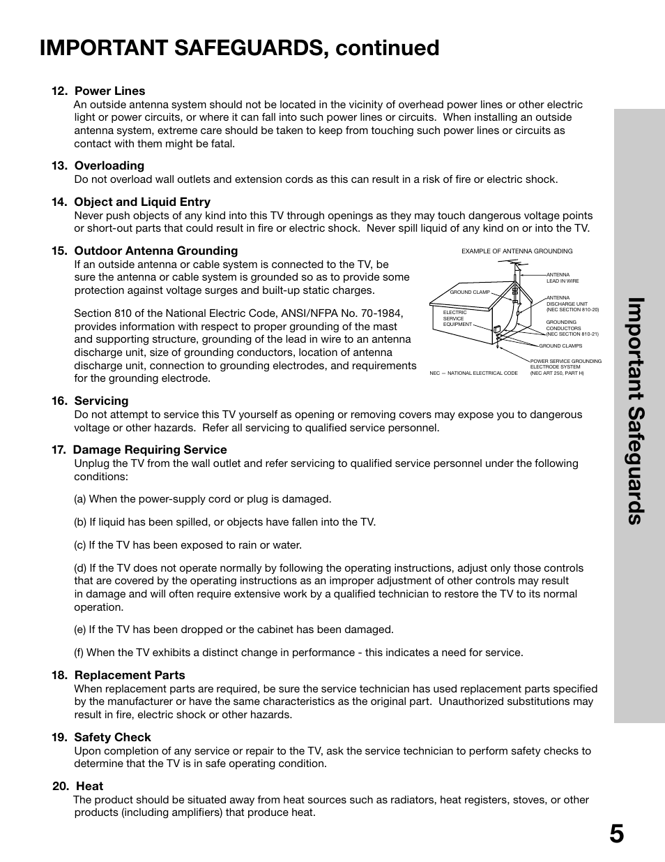 Important safeguards, continued, Im p o rta nt s af eg u ar d s | MITSUBISHI ELECTRIC WS-65315 User Manual | Page 5 / 76