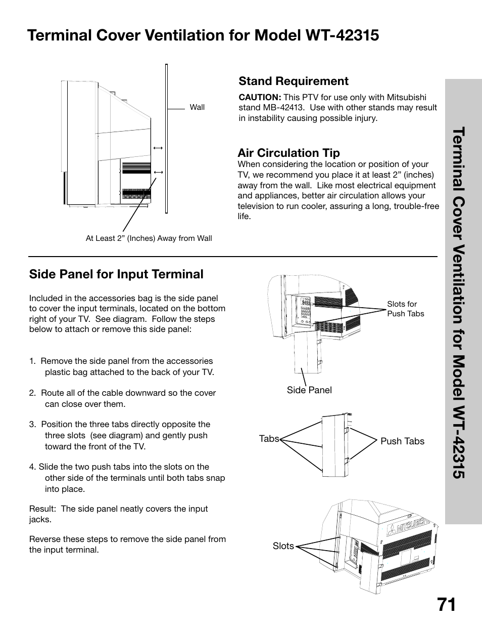 MITSUBISHI ELECTRIC WS-65315 User Manual | Page 71 / 76