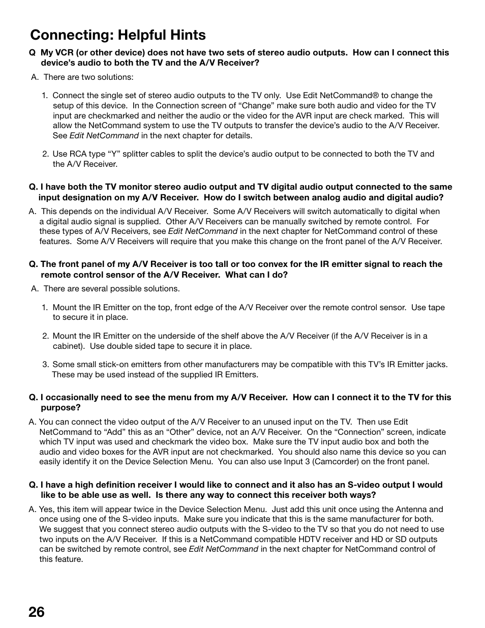 Chapter, Connecting: helpful hints | MITSUBISHI ELECTRIC WS-48515 User Manual | Page 26 / 100