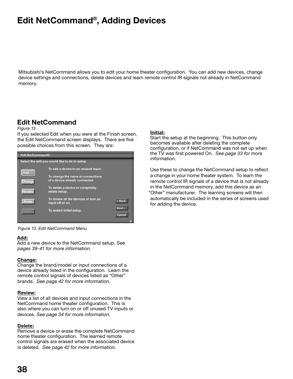 38 39 edit netcommand, Adding devices, Edit netcommand | MITSUBISHI ELECTRIC WS-48515 User Manual | Page 38 / 100