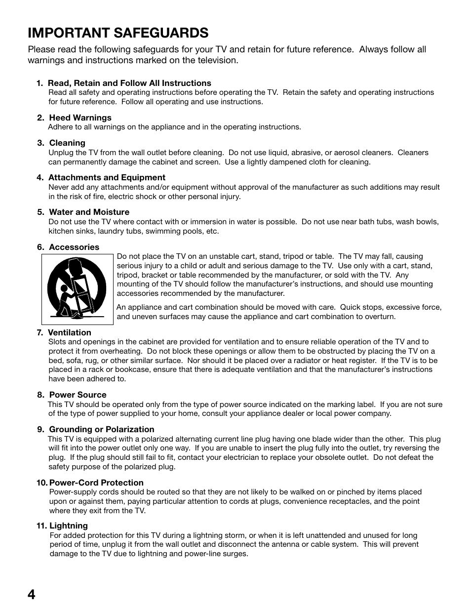 45 important safeguards | MITSUBISHI ELECTRIC WS-48515 User Manual | Page 4 / 100