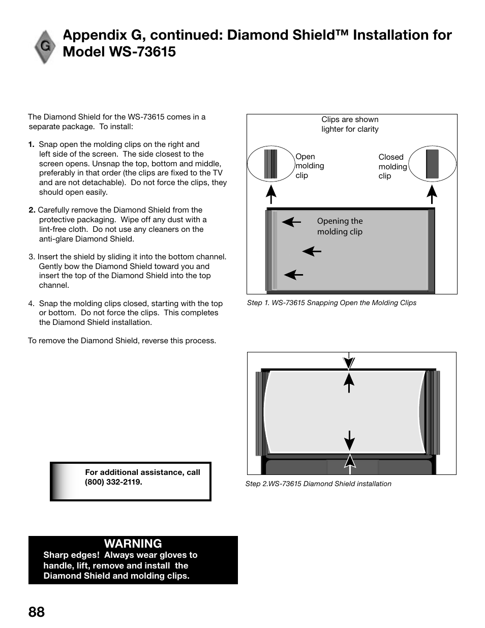 Warning | MITSUBISHI ELECTRIC WS-48515 User Manual | Page 88 / 100