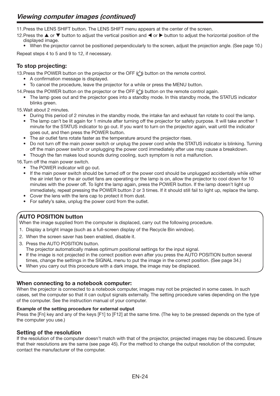 Viewing computer images (continued) | MITSUBISHI ELECTRIC Mitsubishi Electric LCD HC6800 User Manual | Page 24 / 47